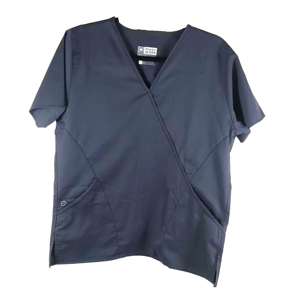 Wonder Wink Wonder Work Women's Scrub Top Size Medium Gray Cotton Blend